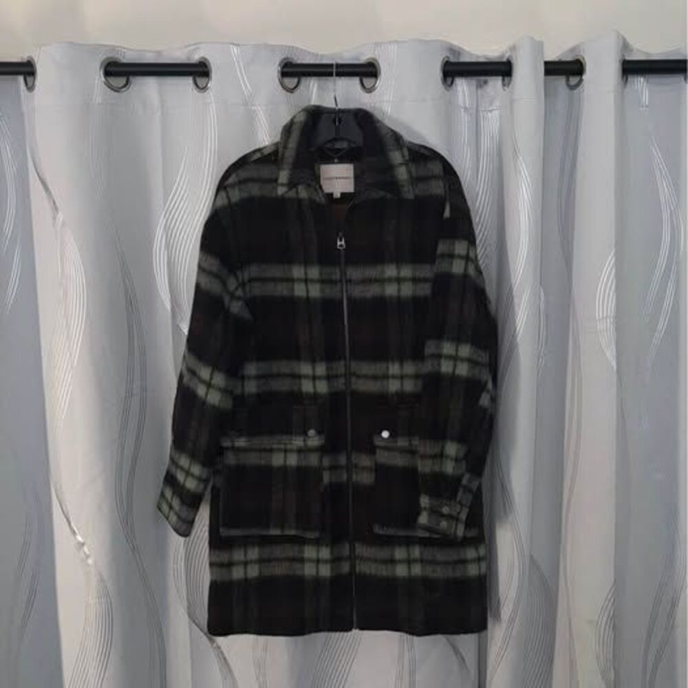 Lucky Brand Plaid Zip-Up Coat Size S